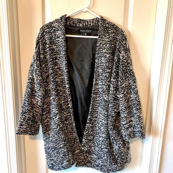 BLACK RAINN Cozy Tweed-Like Fuzzy Oversized Open Cardigan Coat—SZ. Medium - Picture 8 of 15